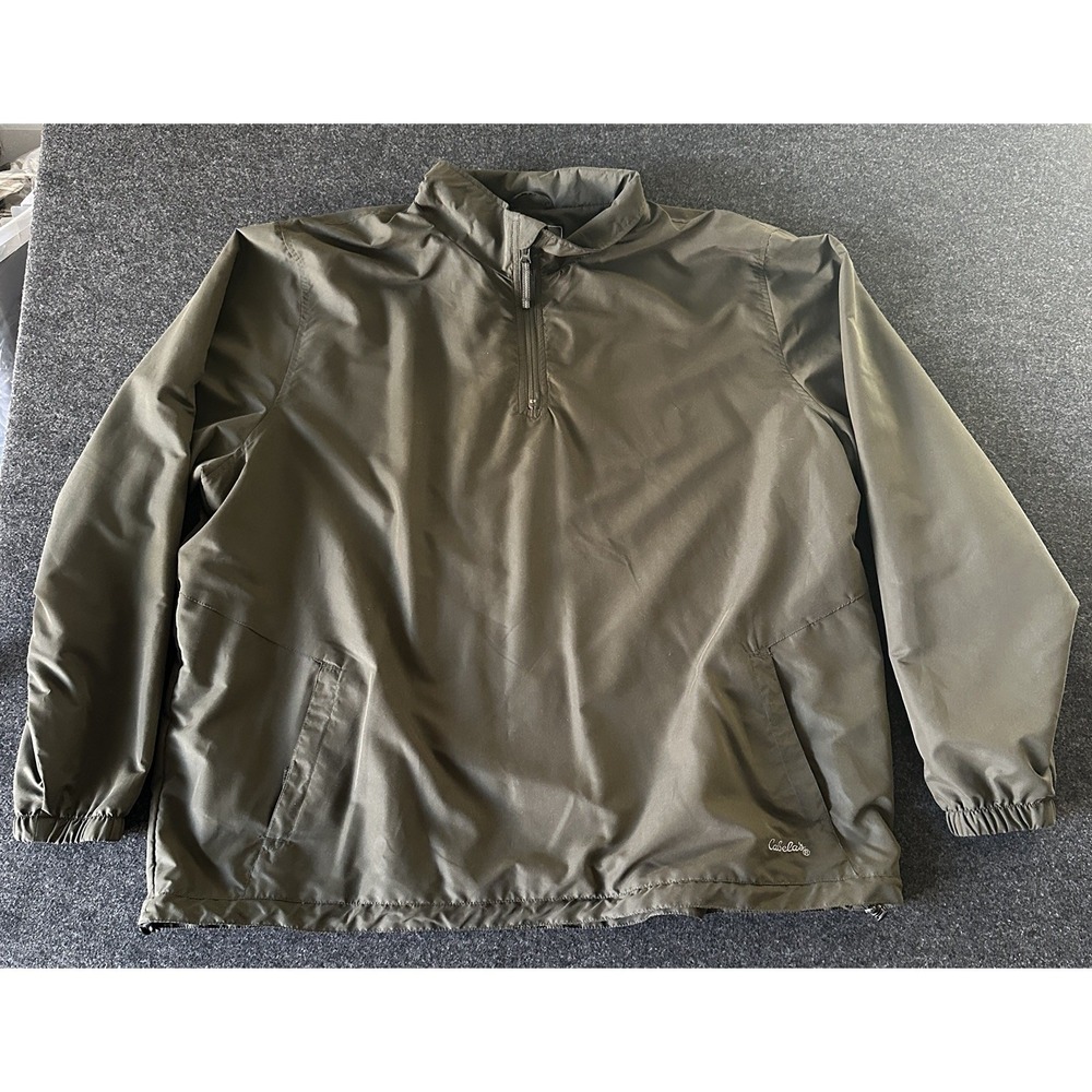 Cabelas Mens 3XL Tall Olive Green 1/4 Zip Mesh Lined‎ Windbreaker Jacket Outdoor